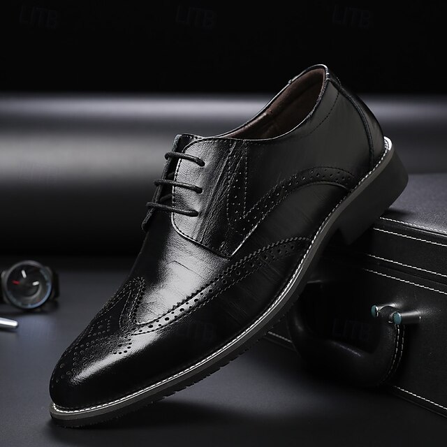  pantofi de rochie oxford brogue maro clasici pentru bărbați – încălțăminte formală cu șireturi din piele artificială pentru birou și evenimente