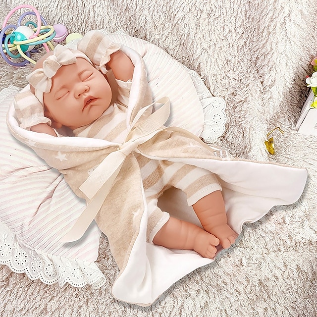  Boneca bebê de 12 polegadas com berço macio para dormir, boneca reborn alive inclui roupas e acessórios, mamadeiras, primeiras bonecas para crianças de 36 meses ou mais