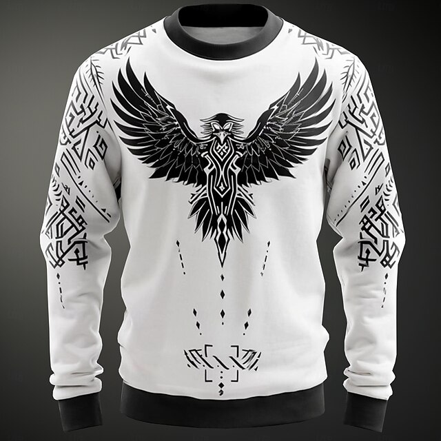 Men's Gothic Horror Eagle Sweatshirt Sweatshirt Long Sleeve Sweatshirt Crew Neck Fashion Cool Street Style 3D Printing Sports Outdoor Holiday Crewneck Winter Spring &  Fall4