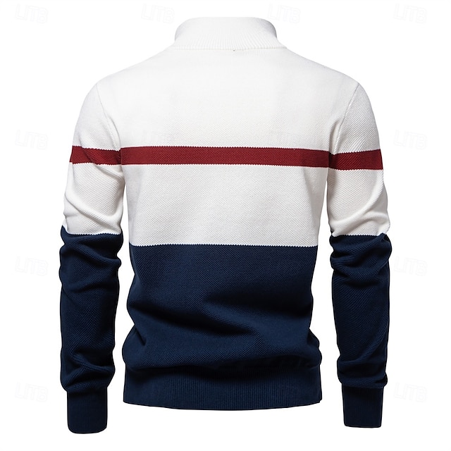  Herren Pullover Strickware Gerippt Stricken Normale Oberteile Umlegekragen Alltagstauglich Bekleidung Frühling & Herbst Weiß Grün S M L