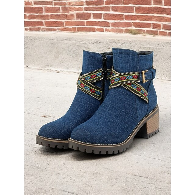 denim heel boots
