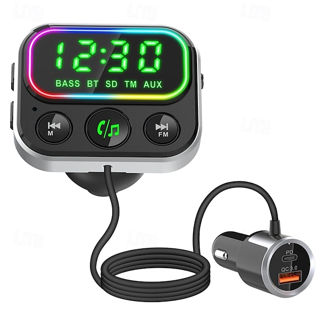  جهاز إرسال FM BC79 متوافق مع BT5.0 وشاحن سيارة ومجموعة أدوات سيارة ومشغل موسيقى MP3 ومكالمات بدون استخدام اليدين ومنفذ USB مزدوج