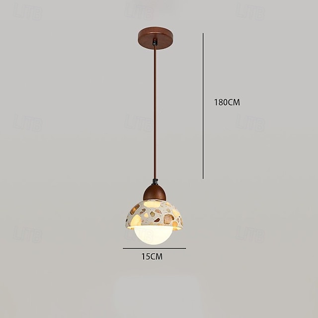  lampada a sospensione in terrazzo wabi-sabi emisfero rotondo cemento legno massello lampada a sospensione a 1 luce 85-265v