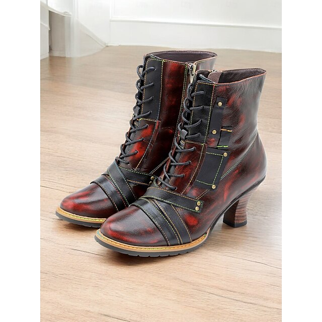 Women's Boots Retro Work Daily Booties Ankle Boots Beading Zipper Lace