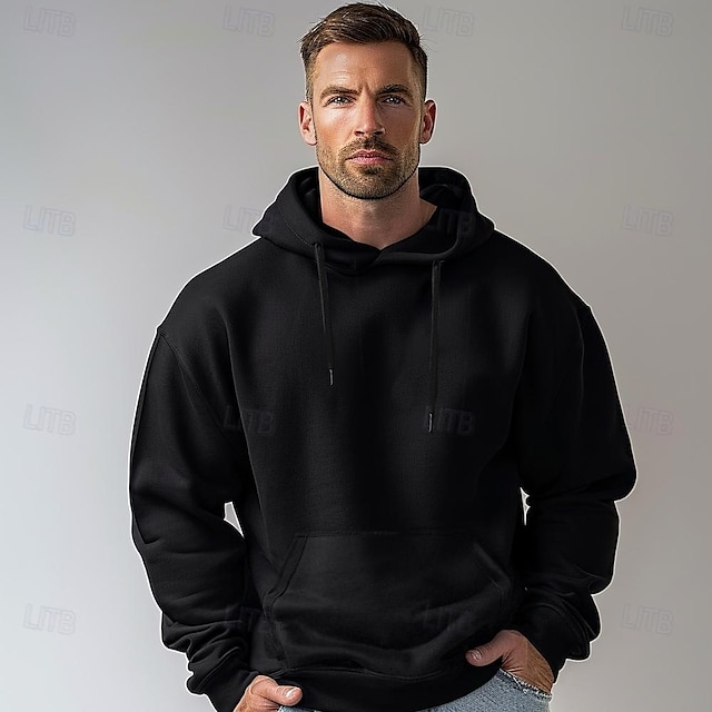  Hombre Sudadera Negro Blanco Con Capucha Plano Deporte Diario Festivos Algodón Ropa de calle Fresco Casual Primavera & Otoño Ropa Sudaderas con capucha Sudaderas Manga Larga