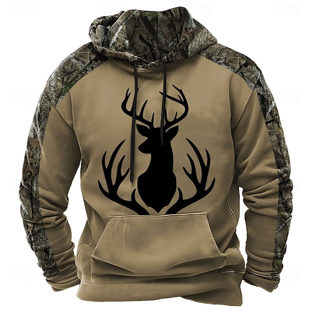  Homens Moletom Marrom 1# Marrom 2# Marrom 3# Com Capuz Côr Camuflagem camuflagem Impressão 3D Legal Outono Inverno Roupa Moletons Moletons