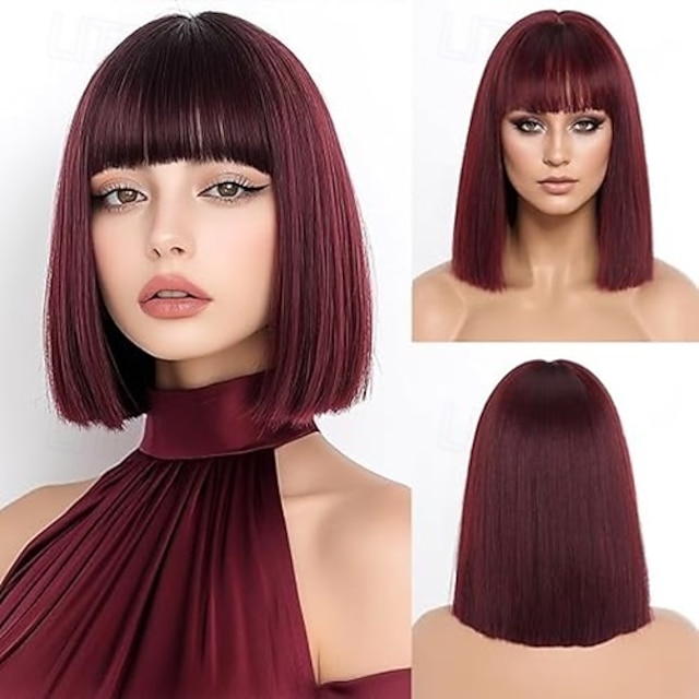  rövid bob paróka frufruval rövid egyenes bob paróka nőknek természetes megjelenésű cosplay napi parti paróka