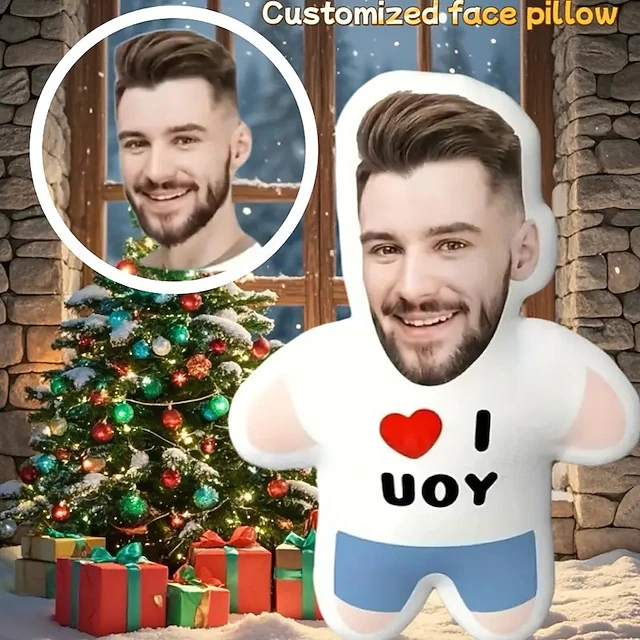 Custom Face Pillow Cushions Personalized Photo Minime Throw Pillow Humanoid Cushion Funny Gag Anniversary Gift For Him & Her Mini Me Doll Toy I Love You Valentine's Day 14