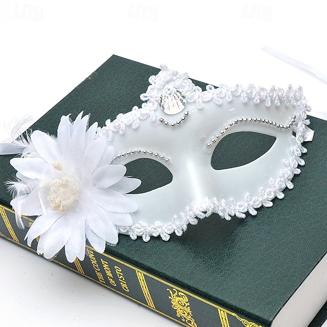  Arlecchina Carnival Mask Venetian Mask Columbina Adults' Women's Flower Style Half Face Party Masquerade Carnival of Venice Halloween Carnival Mardi Gras Easy Carnival Costume