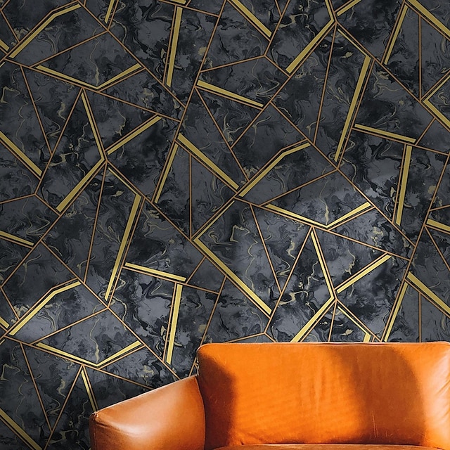  1 rolo de papel de parede minimalista não autoadesivo com linhas geométricas 3d e listras irregulares em pvc, papel de parede à prova d'água para sala de estar