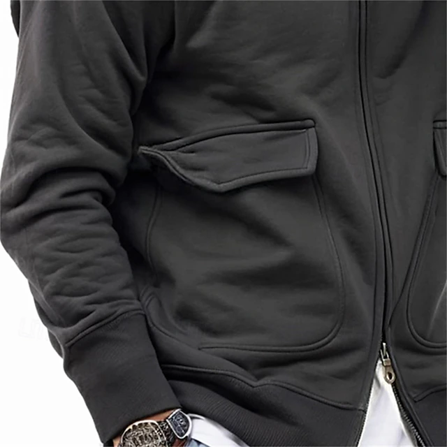 Men's Hoodie Full Zip Hoodie Tactical Hoodie Black Navy Blue Khaki Gray 