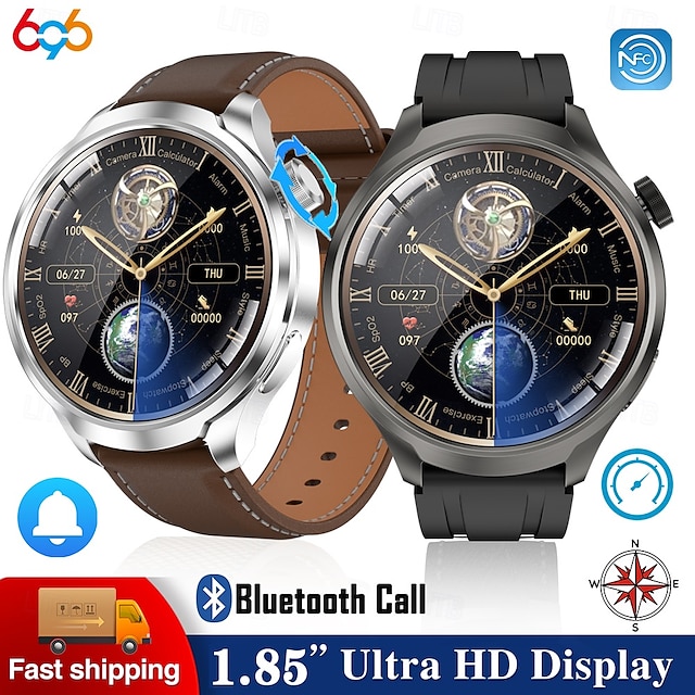  696 DK69 Montre intelligente 1.85 pouce Montre intelligente avec bracelet Bluetooth ECG + PPG Podomètre Rappel d'Appel Compatible avec Android iOS Hommes Mode Mains-Libres Rappel de Message IP 67