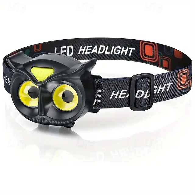  Owl Headlight Strong LED Mini Portable Induction Headlight AAA Battery for Outdoor Camping & Fishing, with COB Warning Light