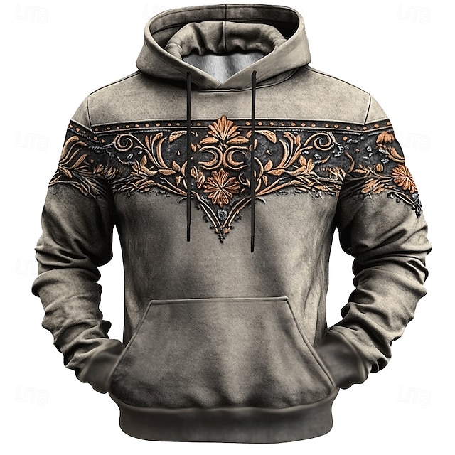  Hombre Impresión de pañuelo Sudaderas Sudadera Abrigos Sudadera con capucha Cuello Barco Moda Impresión 3D Fiesta Festivos Ropa de calle Gris Correa Otoño Invierno Diseñador