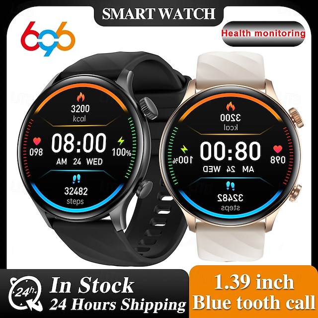  696 ZW63 Montre intelligente 1.39 pouce Montre intelligente avec bracelet Bluetooth Podomètre Rappel d'Appel Moniteur de Sommeil Compatible avec Android iOS Femme Hommes Mode Mains-Libres Rappel de