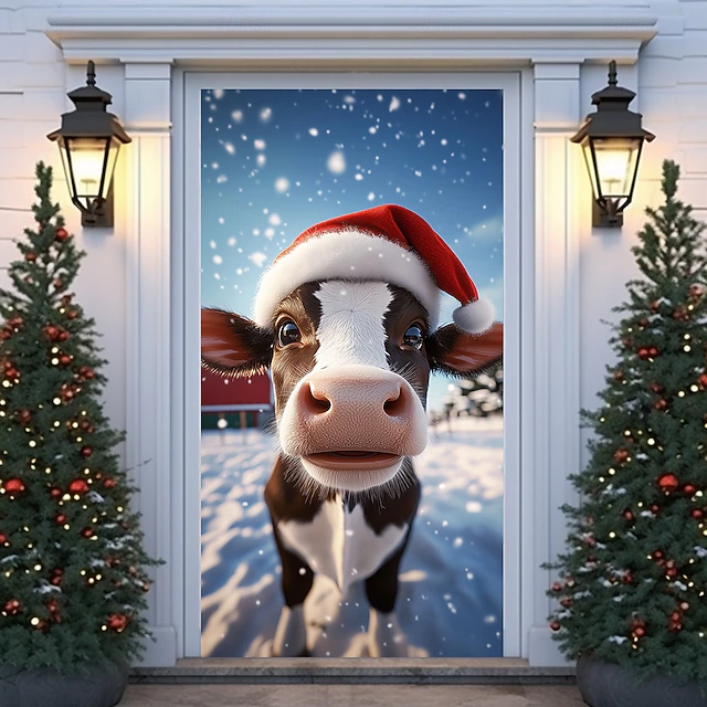 Christmas Door Decorations Door Covers Polar Bears Door Tapestry Door Curtain Decoration Backdrop Indoor/Outdoor Door Banner for Front Door Farmhouse 28