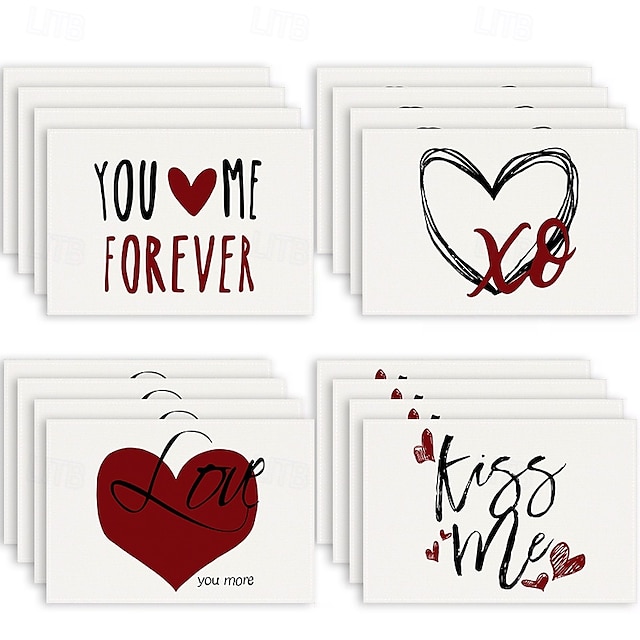  set di 4 tovagliette per San Valentino romantiche e decorative con motivi a forma di cuore o rosa resistenti e resistenti al calore perfette per aggiungere un tocco d'amore all'arredamento della tua