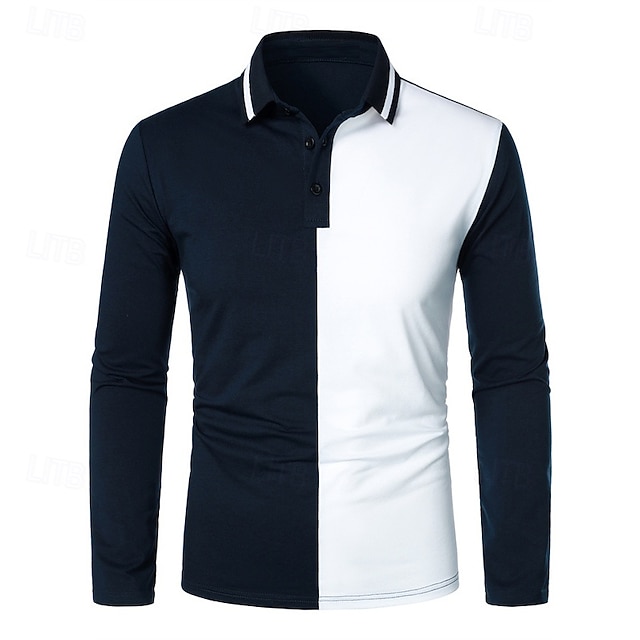 Men's Golf Shirt Golf Polos Shirts Work Casual Lapel Long Sleeve Basic