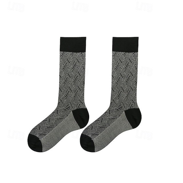  Men's 1 Pair Socks Black Color Plaid Plaid Checkered Geometry Formal Wedding Anniversary Thin Spring &  Fall Knitwear Elegant