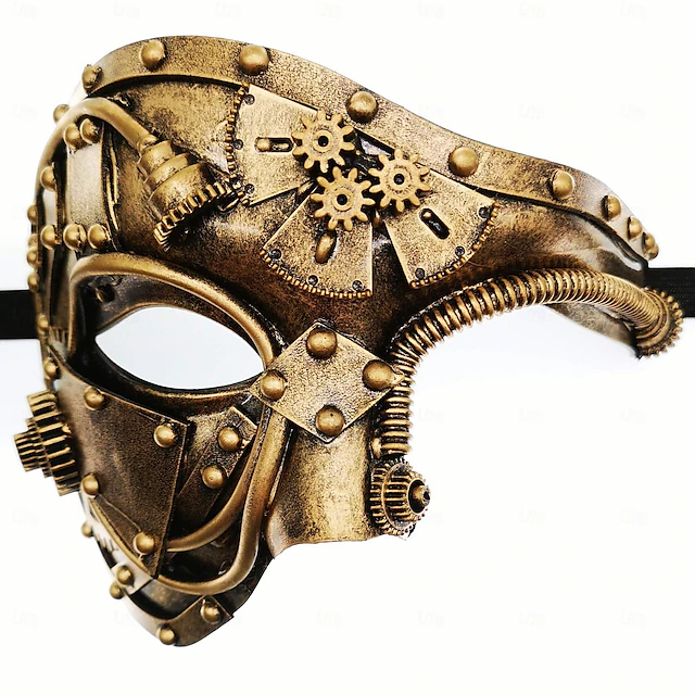 Metal Cyborg Halloween Venetian Mask Phantom Of The Opera Carnival Mask Steampunk Adults' Men's Women's Halloween Carnival Mardi Gras Party Masquerade Easy Halloween Costumes Dress Up 10