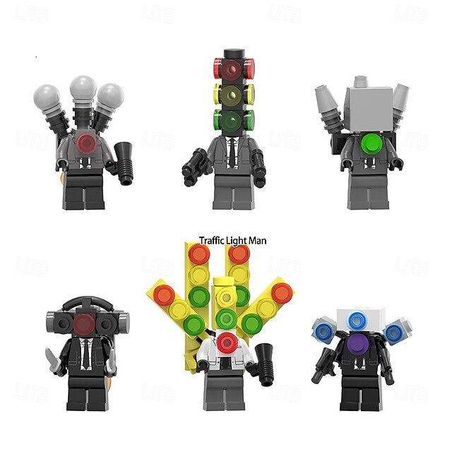  6st skibidi -toalett actionfigurer set kameraman högtalare actionfigur skräck tecknad film karaktär figur för födelsedagsfest tårta topper och festdekorationer