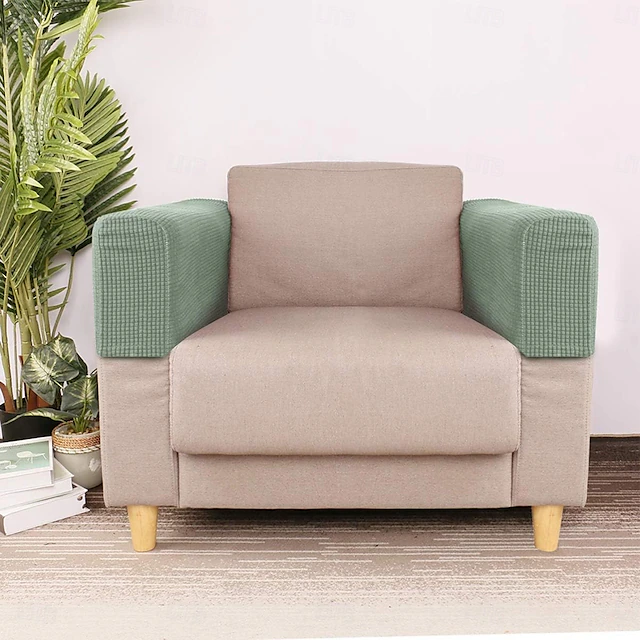 2 Pcs Stretch Sofa Armrest Covers Burgundy Spandex Arm Covers for Chairs Couch Sofa Armchair Slipcovers for Recliner Sofa with Twist Pins 20