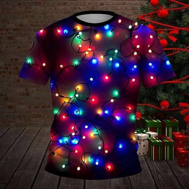  Pojkar 3D Grafisk Jul T-shirt T-shirt Kortärmad Sommar Vår Mode Grundläggande Barn 4-12 år Rund hals Utomhus Ledigt Dagligen Normal