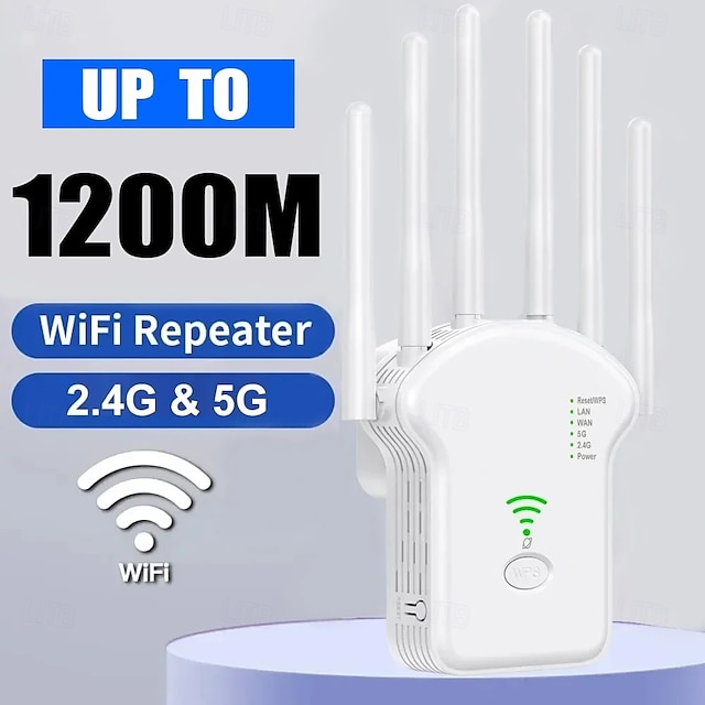  1200Mbps WiFi Repeater Wireless WiFi Signal Repeater Dual-Band 2.4G 5G Network Amplifier WPS Router