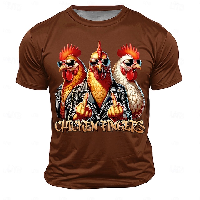  Herr Tupp T-shirt Kortärmad T-shirt 3D-tryck Rund hals Skjorta Mode Fritids- Gata Utomhussport Dagligen Svart Vit Rubinrött Sommar Vår Kläder S M L XL XXL XXXL