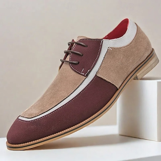  chaussures oxford à lacets de style vintage pour hommes – design en toile bicolore et similicuir pour une tenue formelle et décontractée