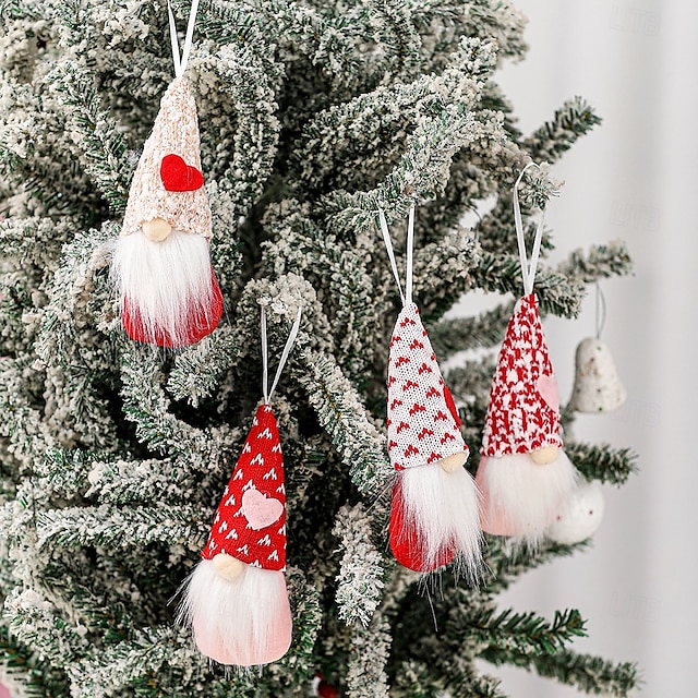  1pc dia dos namorados gnomo ornamento, boneca sem rosto e rudolph estatueta decoração pendurada, decoração romântica dia dos namorados