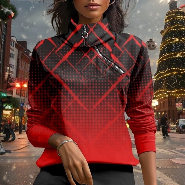 Christmas Pullover Sweatshirt for Golf Tennis Winter Activewear Red