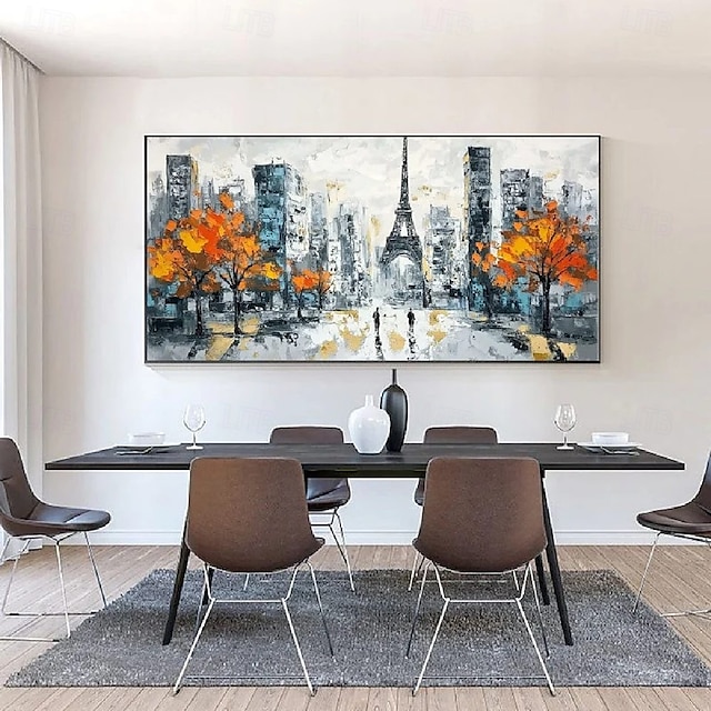 großes abstraktes Stadtgemälde handgemachtes urbanes Kunstgemälde handgemaltes Stadtskyline-Gemälde New York Skyline Ölgemälde New York City Gemälde Wandkunst großes abstraktes Gemälde