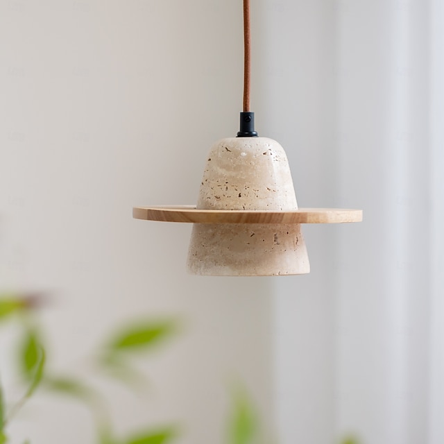  wabi sabi lampada a sospensione in pietra naturale decor lampada a sospensione in cemento lampada a sospensione in travertino comodino corridoio bar club paralume in legno 20 cm 85-265v