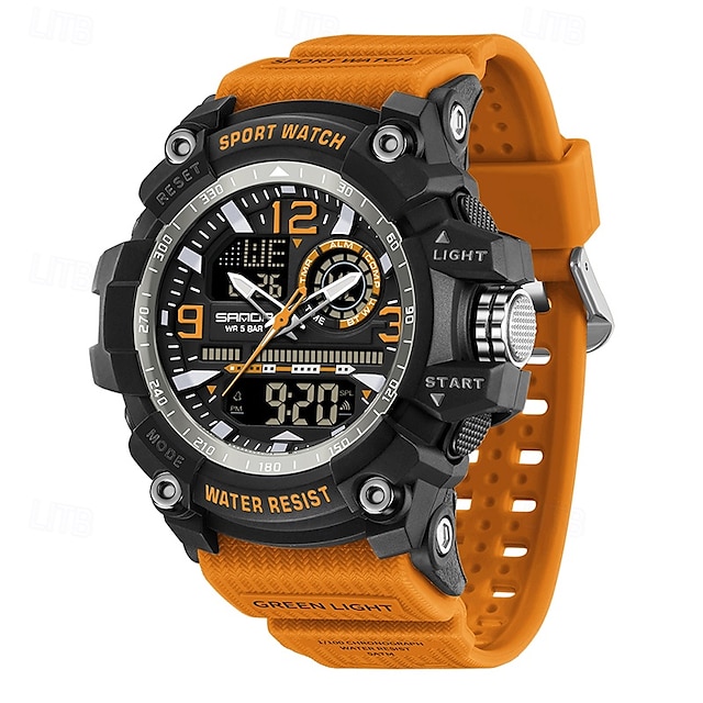  SANDA Heren Digitale Horloge Mode Casual Zakelijke Polshorloge Luminous Stopwatch Alarmklok Kalender TPU Horloge