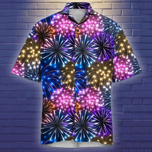 Christmas Men's Sparkly Glittery Shirt Dress Shirt Button Up Shirt