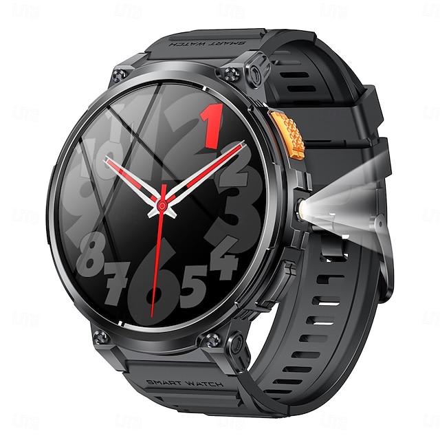  k66 smart watch uomo torcia bluetooth chiamata 1.85 pollici 128mb memoria 730mah grande batteria led luce sport all'aria aperta smartwatch