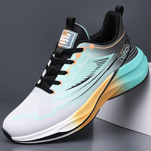 Men's Gradient Running Shoes – Lightweight Cushioned Athletic Sneakers in Black, Purple & Orange for High-Performance Sports 12