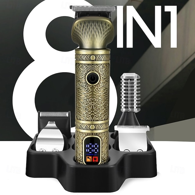  8 in 1 regolabarba per uomo zero gapped trimmer grooming kit rasoi uomo per la rasatura viso baffi, corpo naso peli trimmer cordless con supporto