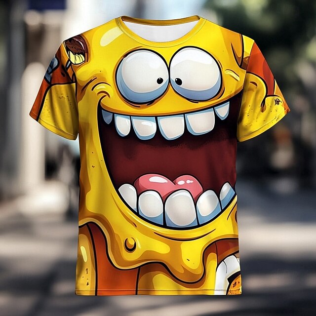 Men's Cartoon Monster T Shirt Short Sleeve T shirt 3D Print Crew Neck Shirt Fashion Athleisure Street Sports Outdoor Daily Yellow Summer Spring Clothing Apparel S M L XL XXL XXXL4