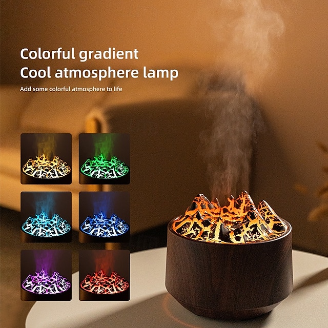  Diffusore di aromaterapia simulato a forma di vulcano e iceberg con telecomando, 7 luci colorate, diffusore di fragranze per deodorante per ambienti temporizzato