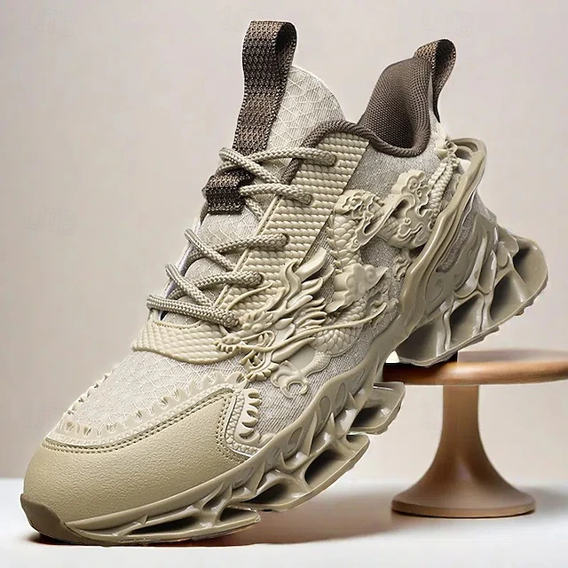 Men's Dragon-Themed Lightweight Athletic Sneakers – Unique Sculpted Sole Design, Breathable and Comfortable Running Shoes for Sports and Street Style 43