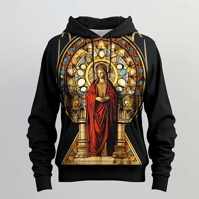  Homens Vidro Moletons Moletom Casacos Moletom com capuz Gola Redonda Moda Impressão 3D Festa Feriado Streetwear Preto Com Cordão Outono Inverno Designer
