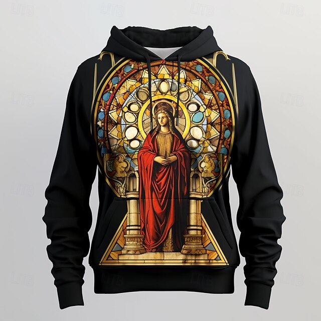 Men's Glass Hoodies Sweatshirt Fashion Cool Long Sleeve Crew Neck Party Holiday Streetwear Black Drawstring Fall Winter Designer4