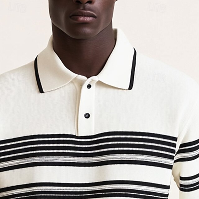 Men's Polo Shirts Golf Polos Shirts Formal Work Ribbed Polo Collar Long