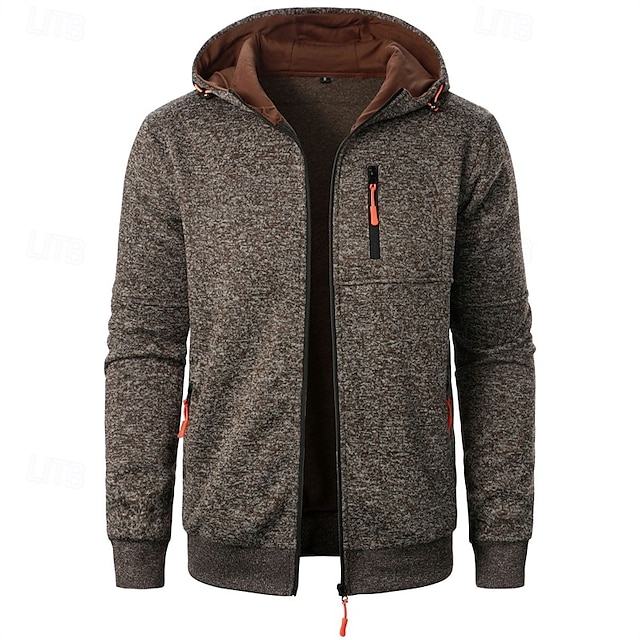  Męskie Sweter Rozpinany Przycięty sweter Sweter z zamkiem Sweter z dzianiny Prążkowany Robić na drutach Regularny Kieszeń Jednokolorowe Kaptur Moda Klasyczny Urlop Dzienne zużycie Odzież Jesień i zima