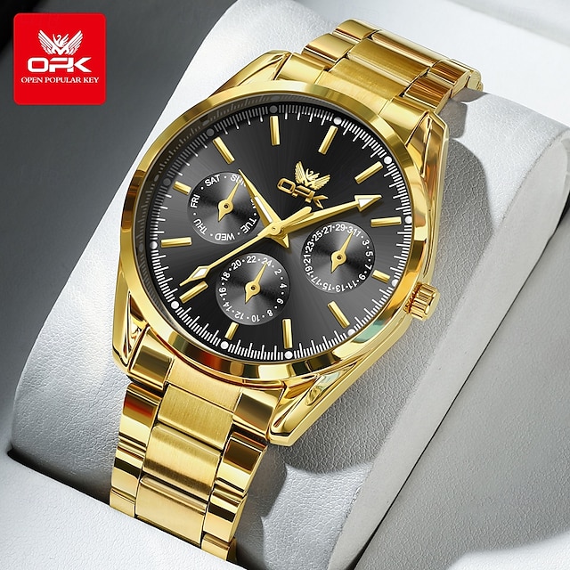  Ceas de mână pentru bărbați quartz fashion casual cu lumina impermeabil decorativ din oțel