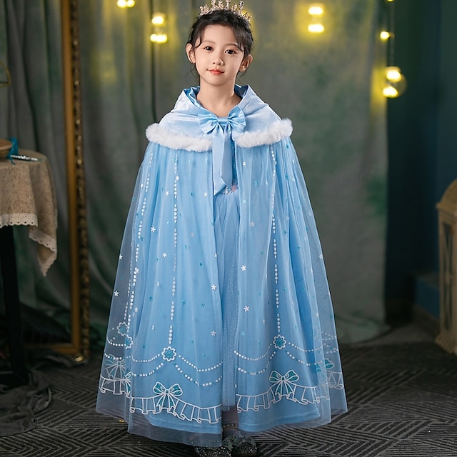  Frozen Princess Fairytale Elsa Cloak Theme Party Costume Girls' Movie Cosplay Cosplay Costume Christmas Carnival New Year Performance Birthday Party