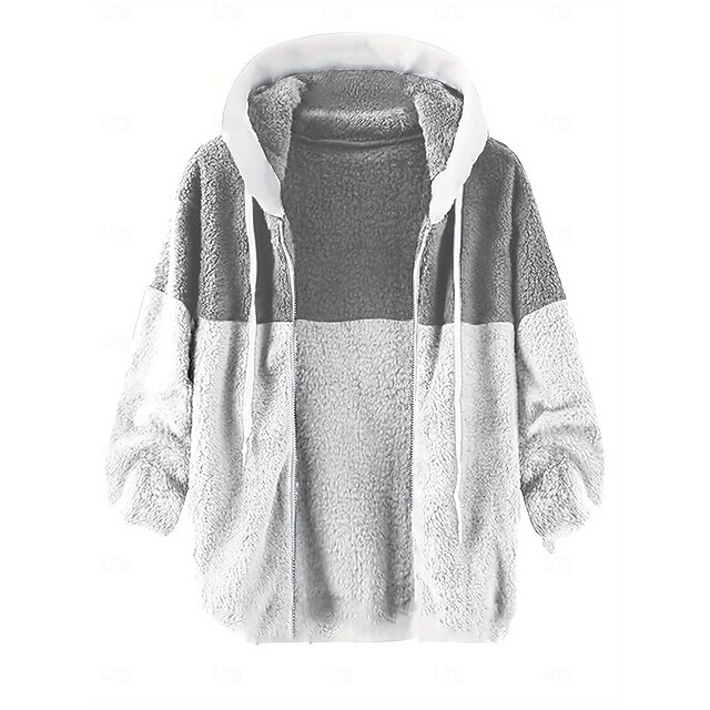  Herr Huvtröja med dragkedja Fleece-jacka Huvtröja i fleece Svart Marinblå Kaki Grå Huva Färgblock Dragkedja Lappverk Sport & Utomhus Ledigt Dagligen Polyester Streetwear Ledigt Höst vinter Kläder Pull
