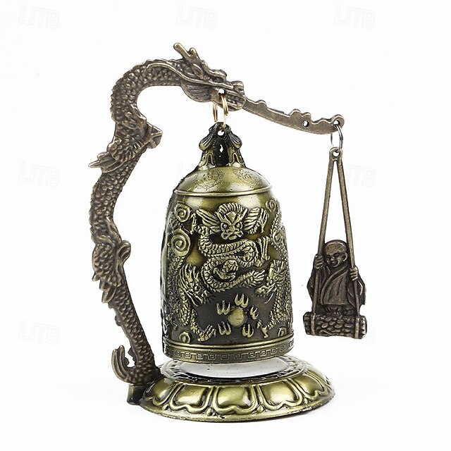  Cloche de dragon en bronze antique - décor feng shui majestueux - ornement en métal fabriqué à la main pour collectionneurs &esthétique de la maison